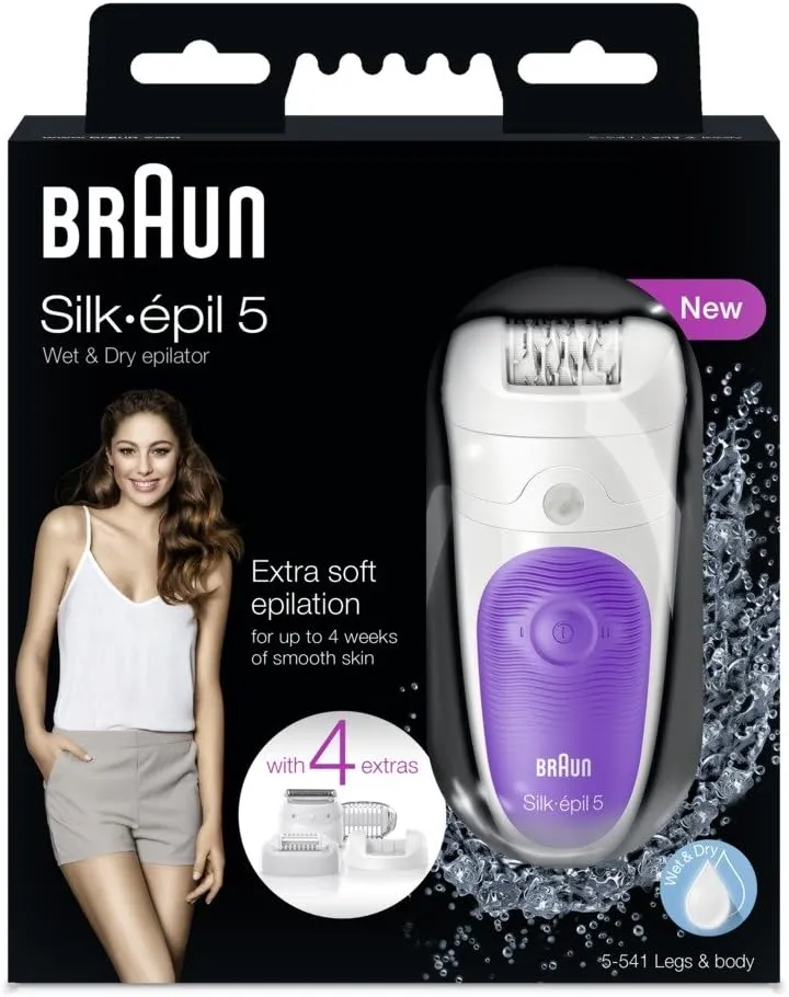 Braun Silk-epil 5 5-541 Wet & Dry Epilator With 4 Extras