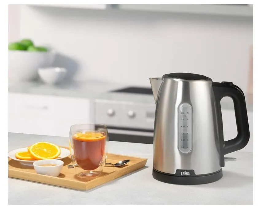 Braun WK 1500 BK PurShine Water kettle, 2200 Watts, 1.7L Capacity, Black, Stainless Steel 5