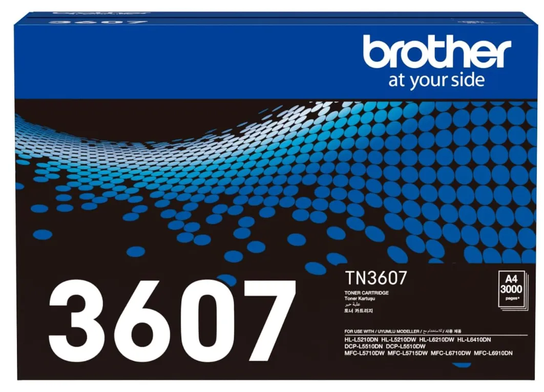 Brother Genuine TN-3607 Standard Yield Black Ink Printer Toner Cartridge
