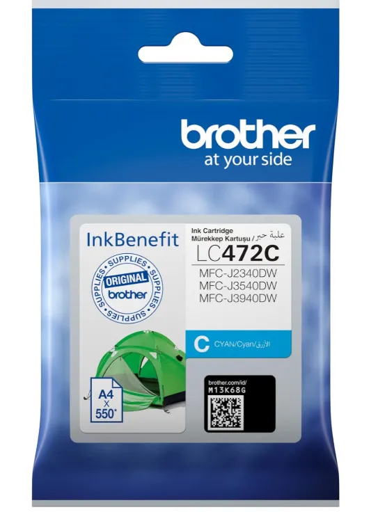 Brother LC472 Cyan Ink Cartridge 550 Page Yield, Compatible for MFC- J2340DW, MFC- J3540DW MFC- J3940DW, Cyan | LC472C