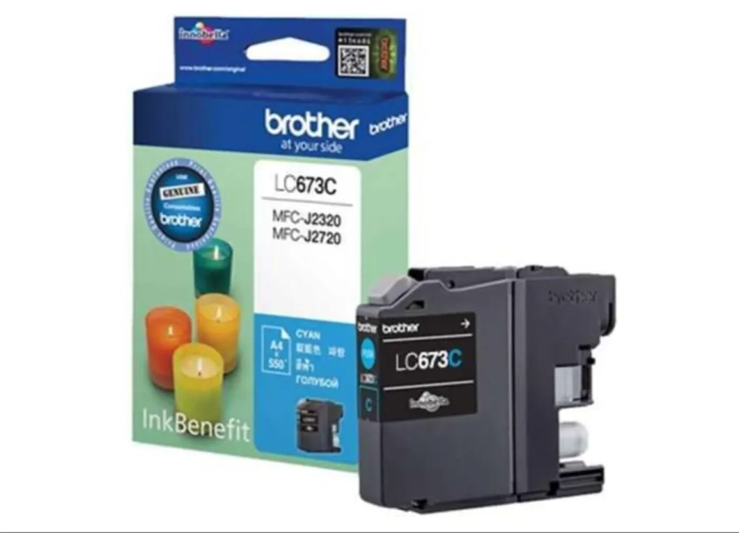 Brother LC673C Cyan Ink Cartridge – Genuine Ink – High Yield (~550 Pages)