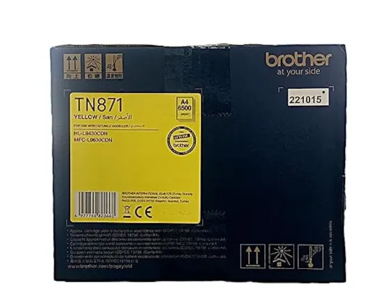 Brother TN-871Y Yellow Toner Cartridge – Genuine Standard Yield Laser Toner – ~6,500 Pages