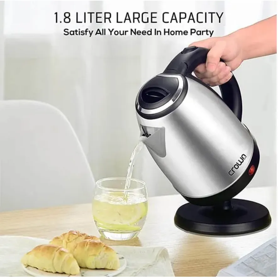 CrownLine KT-157 Electric Kettle, 1.8L, Stainless Steel, Silver, 1800–2200W 3