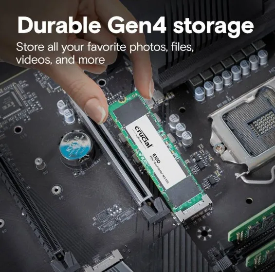 Crucial E100 1TB M.2 NVMe PCIe Gen4 Internal SSD, Up to 5,000MB/s, Laptop & Desktop Compatible, Durable and Dependable | CT1000E100SSD8 4