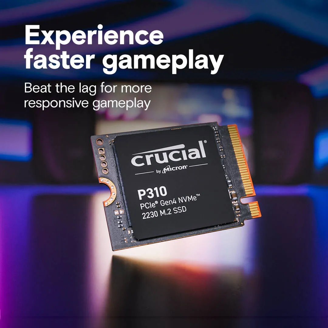 Crucial P310 1TB PCIe Gen4 NVMe 2230 M.2 Internal SSD, Up to 6000 Mb/s Sequential Write & 7100 Mb/s Sequential Read, 220 TBW SSD Endurance, Black | CT1000P310SSD2 4