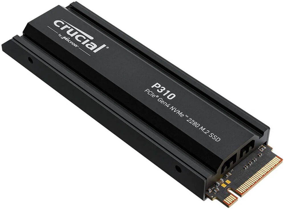 Crucial P310 Internal SSD with Heatsink, 2TB Storage Capacity, M.2 2280 Form Factor, PCIe 4.0 Interface, Up to 7100 MB/s Sequential Read & 6000 MB/s Sequential Write Speed, Black | CT2000P310SSD5