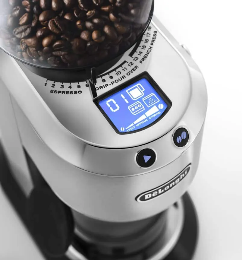 De'Longhi Dedica Burr Coffee Grinder 150W – KG521.M (Silver/Clear/Black) 2