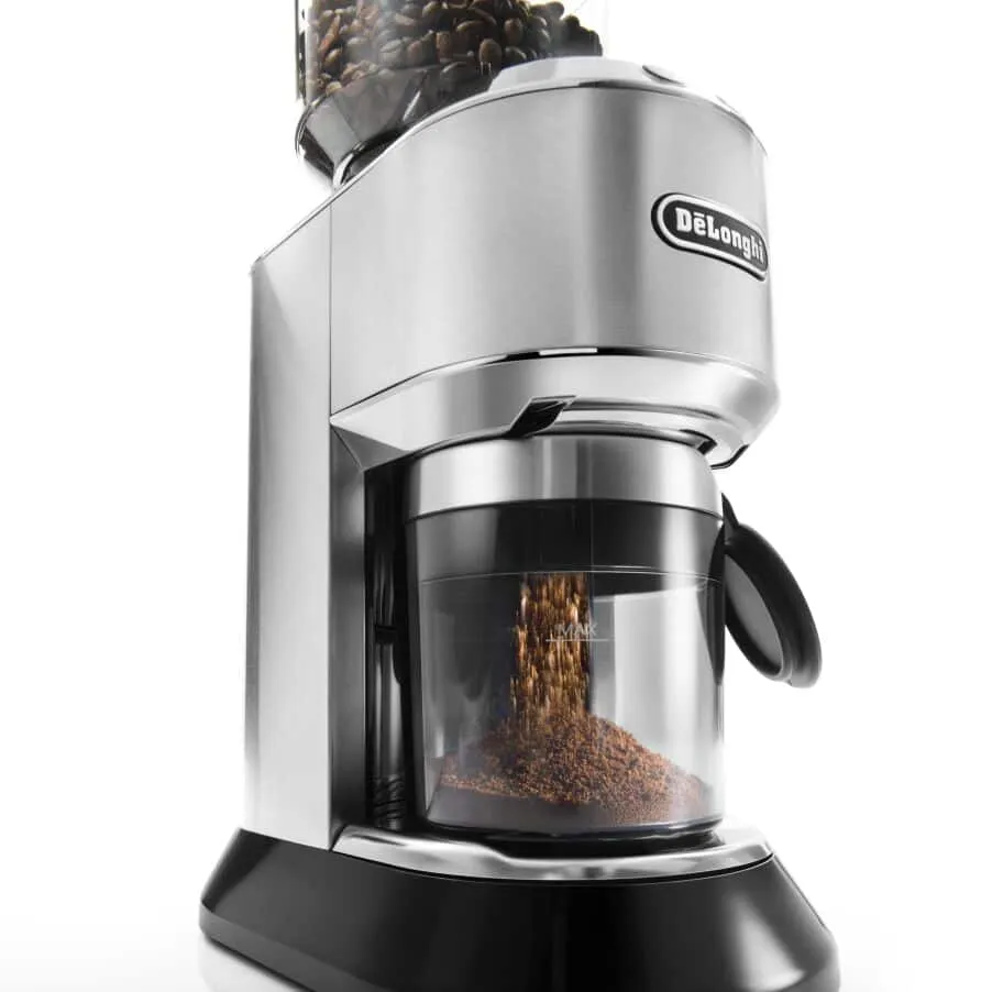De'Longhi Dedica Burr Coffee Grinder 150W – KG521.M (Silver/Clear/Black) 3