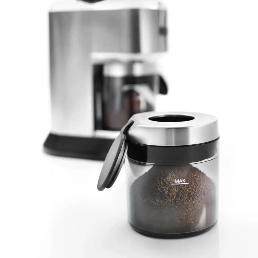 De'Longhi Dedica Burr Coffee Grinder 150W – KG521.M (Silver/Clear/Black) 4