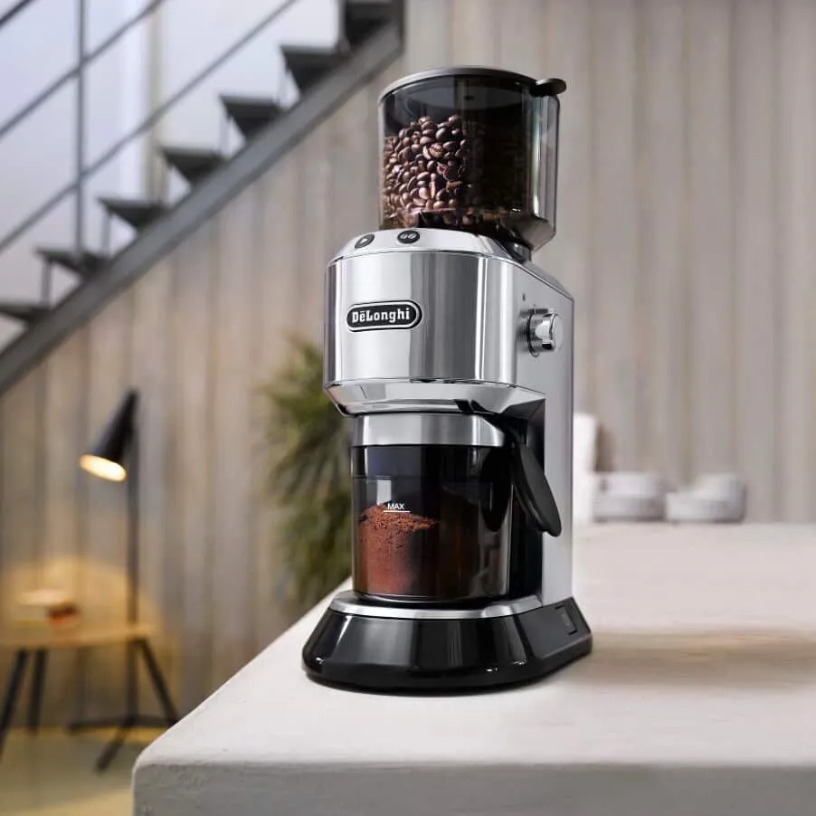 De'Longhi Dedica Burr Coffee Grinder 150W – KG521.M (Silver/Clear/Black) 5