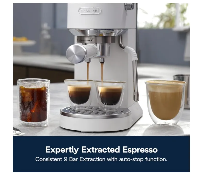 De'Longhi Dedica Duo Compact Espresso Machine - Cold Brew Coffee Maker with Milk Frother Wand- for Espresso, Hot & Iced Coffee, Cappuccinos, Lattes & Home Barista Brewing, Vanilla 3