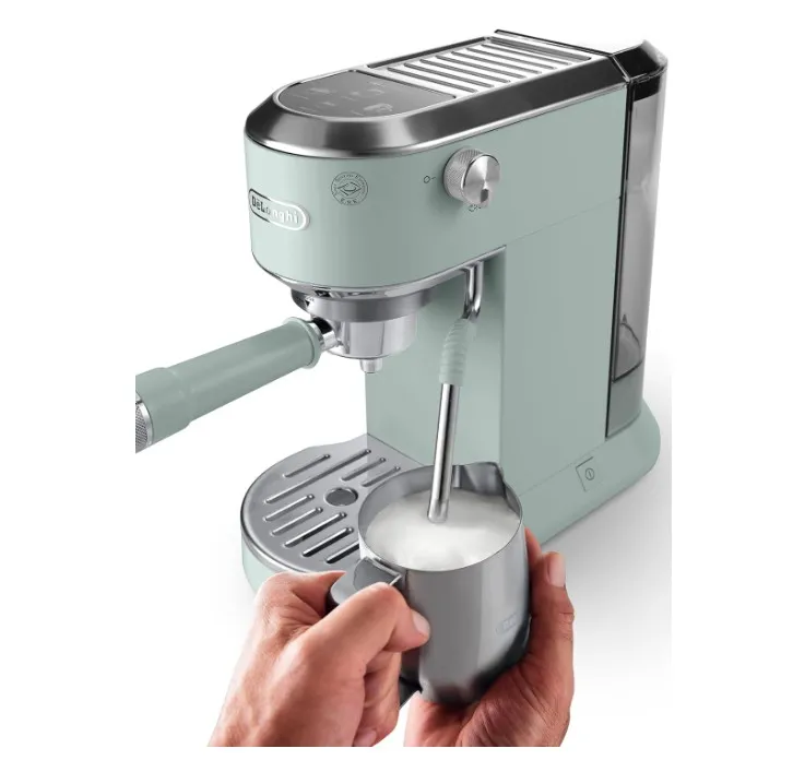De'Longhi Dedica Duo EC890.GR, Barista Coffee Machine with Pump, Espresso and Cold Brew, Manual Machine with LatteArt Steam Rod, 15 cm Wide, 2 Espresso, Touch Screen, Cup up to 13 cm, Green 3