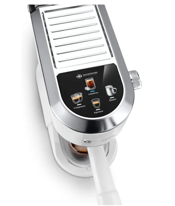 De'Longhi Dedica Duo EC890.WI, Barista Coffee Machine with Pump, Espresso and Cold Brew, Manual Coffee Machine with LatteArt Steam Rod, 15 cm Wide, 2 Espresso, Touch Screen, Cups up to 13 cm, White 4