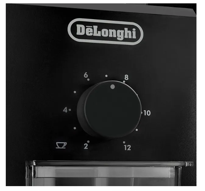 De'Longhi Electric Coffee Grinder, 110W, Burr Grinding System, 12 Settings, Stainless Steel Blade, 12 Cup Capacity, 120g Bean Container, Removable Transparent Lid – KG79, Black 4