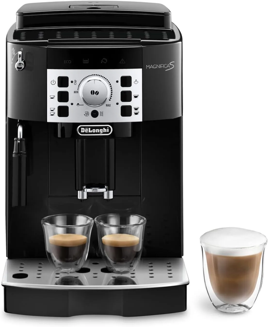 De'Longhi MAGNIFICA S SMART Bean To Cup Fully Automatic Coffee Machine With Milk Frother, Built In Grinder, Americano, Cappuccino, Latte, Macchiato & Espresso Maker ECAM22.110.B Black