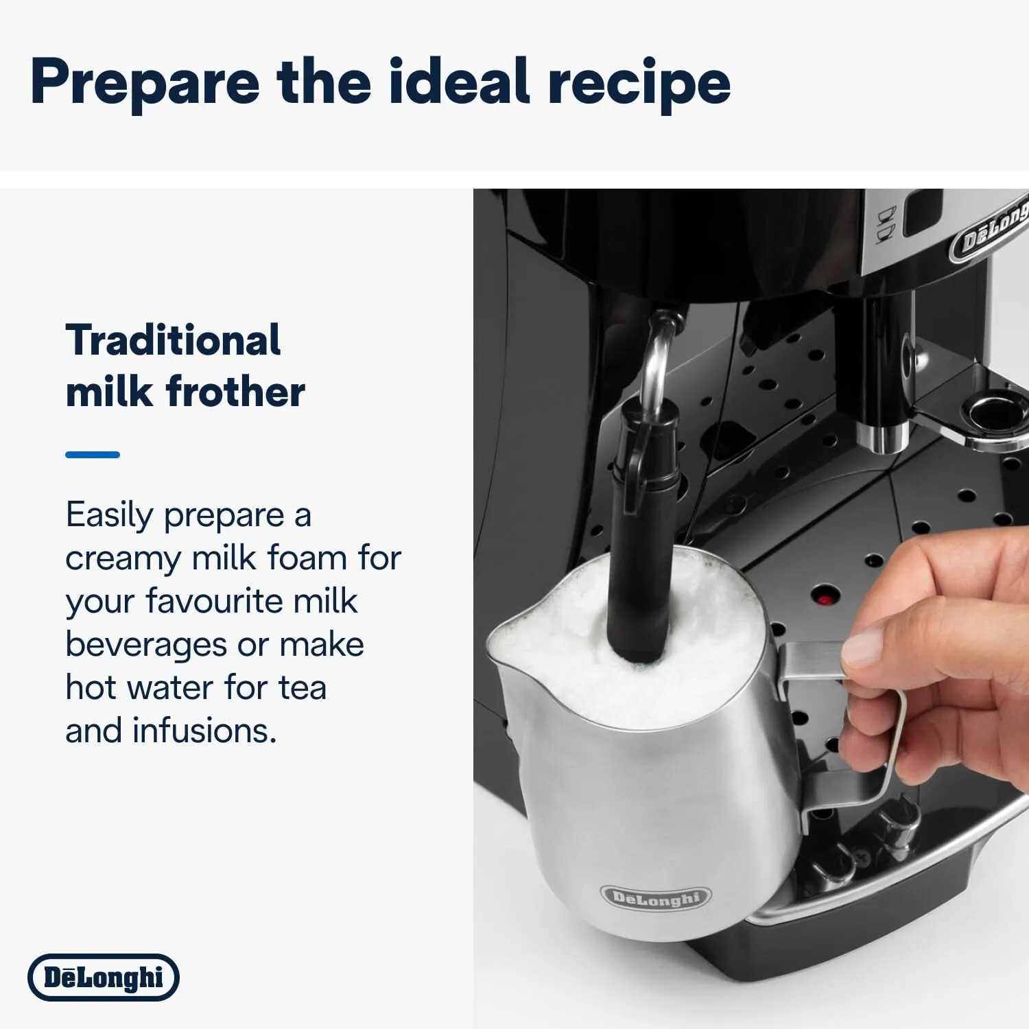 De'Longhi MAGNIFICA S SMART Bean To Cup Fully Automatic Coffee Machine With Milk Frother, Built In Grinder, Americano, Cappuccino, Latte, Macchiato & Espresso Maker ECAM22.110.B Black 4