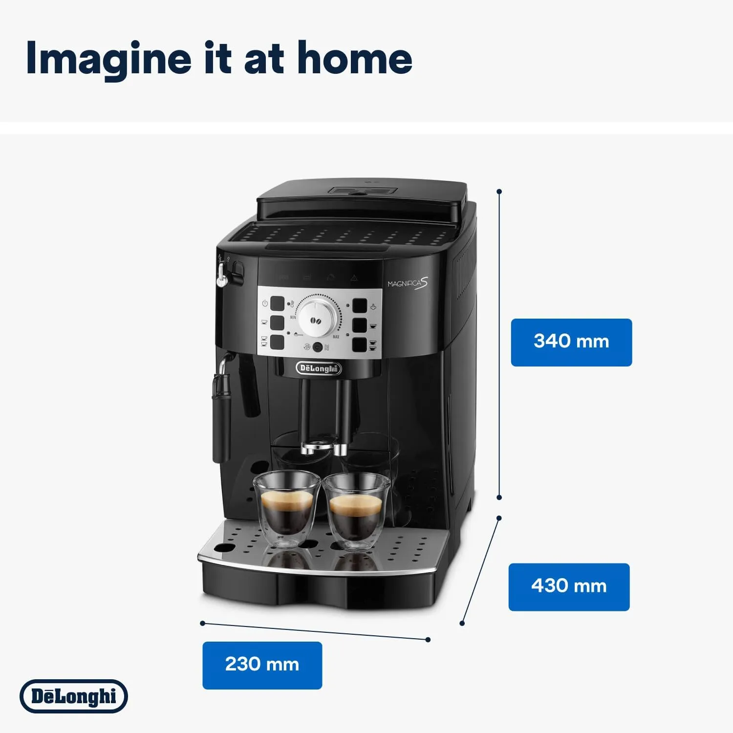 De'Longhi MAGNIFICA S SMART Bean To Cup Fully Automatic Coffee Machine With Milk Frother, Built In Grinder, Americano, Cappuccino, Latte, Macchiato & Espresso Maker ECAM22.110.B Black 5