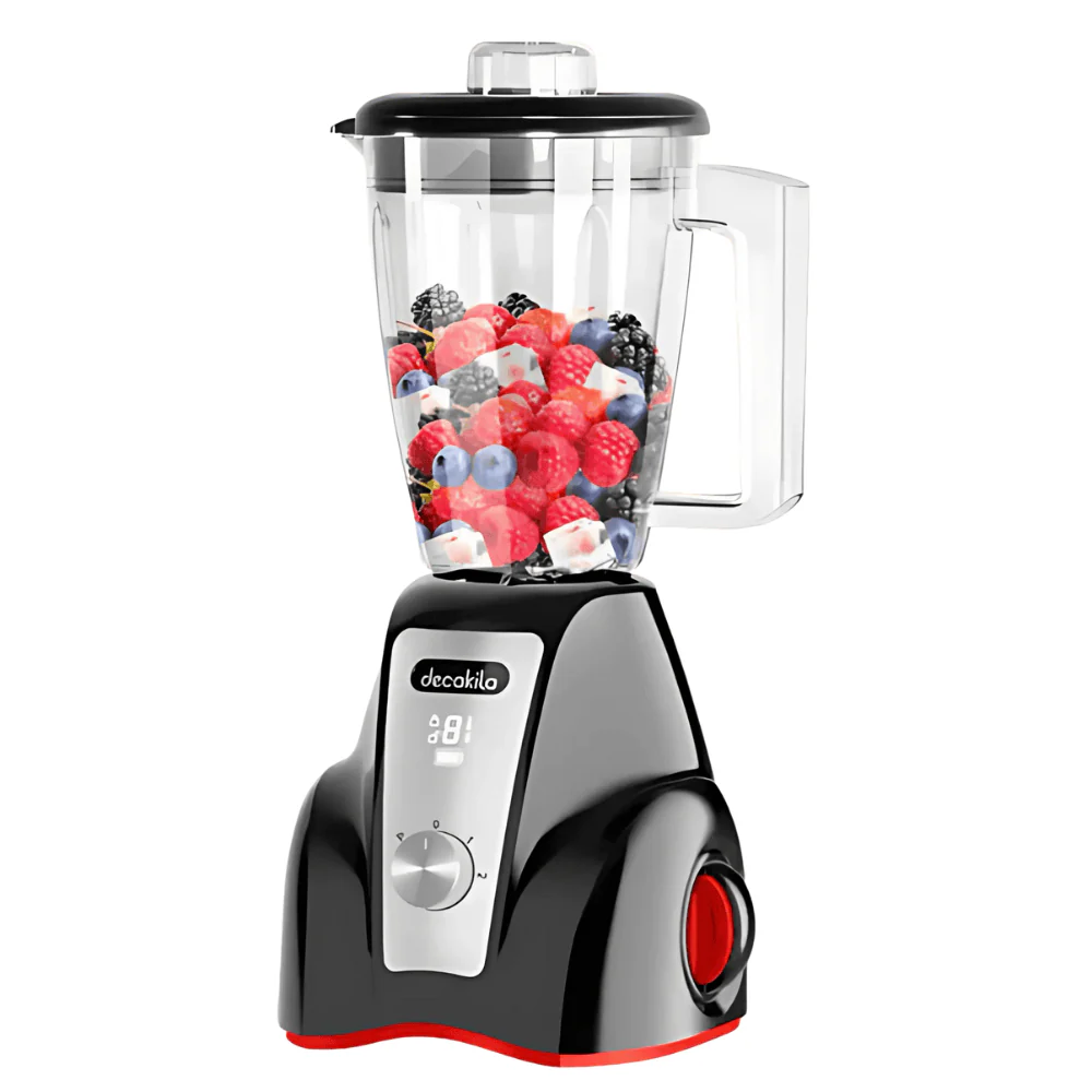 DECAKILA KEJB052B Cordless Stand Blender, 300W Rechargeable Blender, 1.5L Glass Jug, 16V 2000mAh Battery, 2-Speed Control with Pulse Function, 4 Stainless-Steel Blades, LED Display, Anti-Slip Footpads, Cordless Kitchen Blender – Black