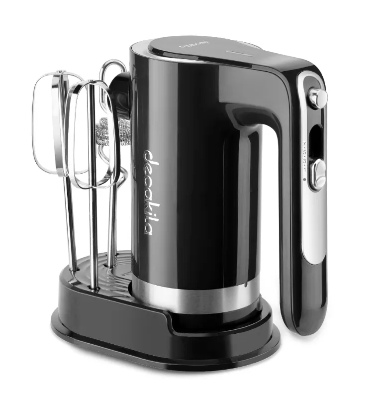 DECAKILA KMMX021B Cordless Hand Mixer, 105W Rechargeable Electric Mixer, 1500mAh Battery, 6-Speed Control, Stainless-Steel Whisk Attachments, Milk Frother, Self-Stand Storage Design, USB Charging, Eject Button – Black