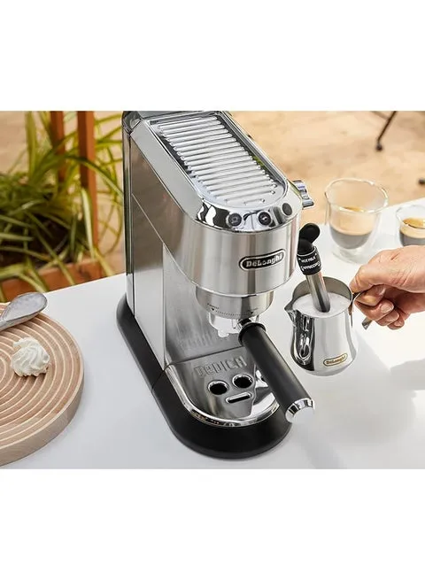 Dedica Coffee Machine, Barista Pump Espresso and Cappuccino Maker, Ground Coffee and ESE Pods can be used, Milk Frother for Latte Macchiato and more 1.1 L 1350 W EC685.M Silver/Black 4