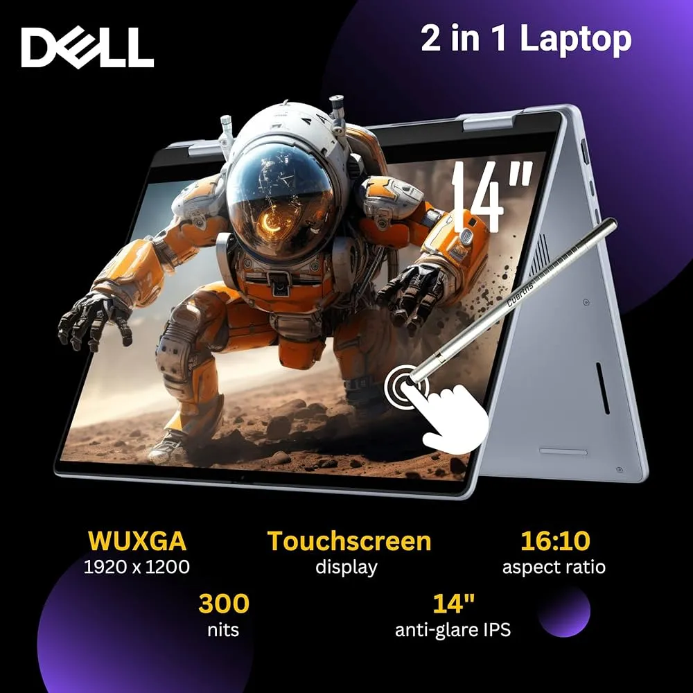 Dell 14 Plus 2-in-1 AI Ready Laptop, 14" 2K Touchscreen, Core Ultra 7 256V(>19-12900K), BOFMYHk Copilot+ PC, Backlit Keyboard, WiFi 7, Thunderbolt 4, Windows 11 Pro, Ice Blue(16GB 8533 MHz DDR5 RAM | 1TB SSD)