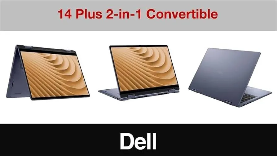 Dell 14 Plus 2-in-1 Personal Laptop, 2025, 14" 1920 x 1200 Touch, AMD Ryzen AI 7 350 8-Core, 16GB LPDDR5, 4TB SSD, Win11 Pro, Backlit Keyboard, Wi-Fi 7, BT 5.4, 1080p + IR Camera, Midnight Blue