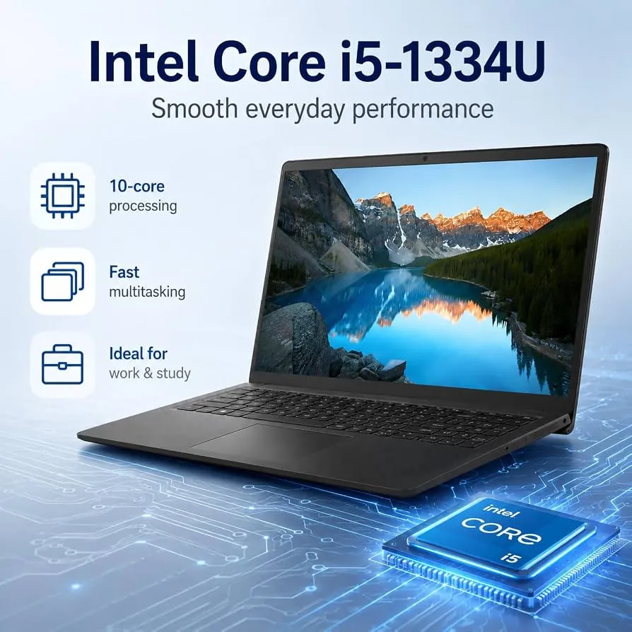 Dell 15 DC15250 Laptop, 15.6"" FHD Touch Display, Intel Core i5-1334U Processor, 8GB RAM, 512GB SSD, Intel UHD Graphics, English Keyboard, Windows 11, Carbon Black"