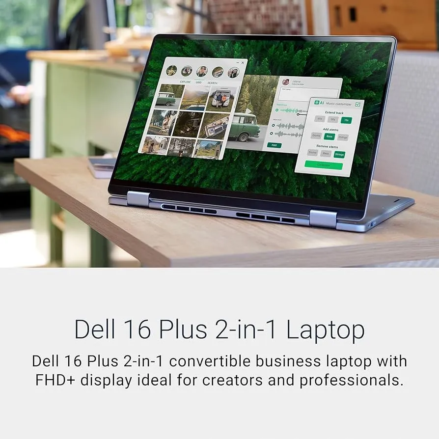Dell 16 Plus 2-in-1 AI Laptop Intel Core Ultra 7 256V (> i7-1355U) 16" FHD+ Touchscreen 16GB DDR5 1TB SSD Copilot+ PC Fingerprint Win 11 Pro, Ice Blue
