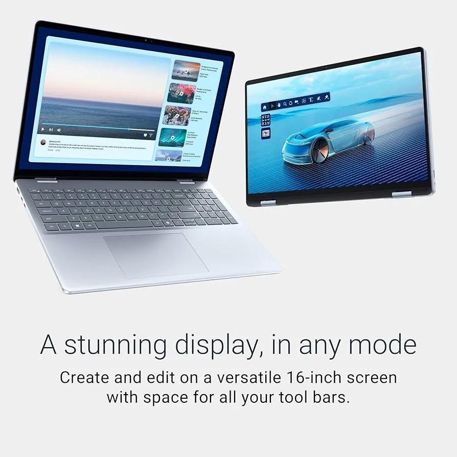Dell 16 Plus 2-in-1 AI Laptop Intel Core Ultra 7 256V (> i7-1355U) 16" FHD+ Touchscreen 16GB DDR5 1TB SSD Copilot+ PC Fingerprint Win 11 Pro, Ice Blue 3