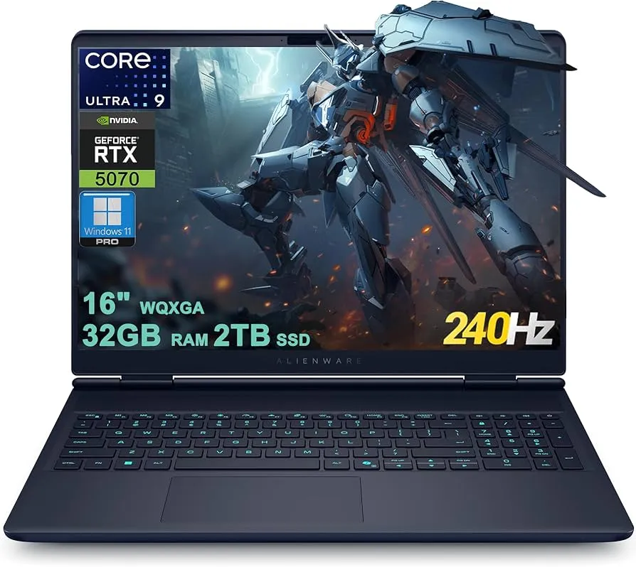 Dell Alienware 16 Aurora Gaming Laptop, 2025, 16" 2560x1600 120Hz, Intel 10-Core 7 240H, NVIDIA GeForce RTX 5060, 64GB DDR5, 2TB SSD, Win11 Pro, Backlit KB, Wi-Fi, BT 5.3, Thunderbolt 4, 720p Camera