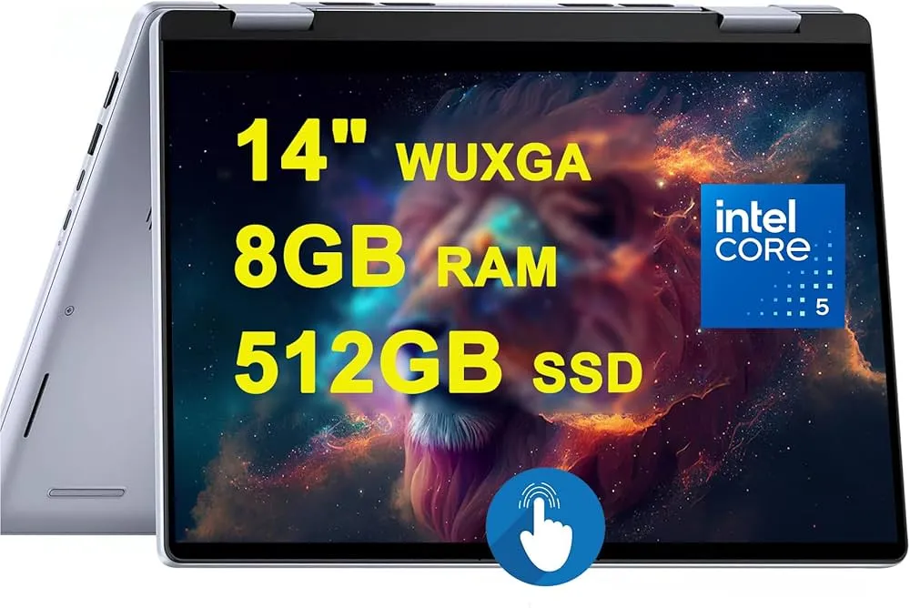 Dell Inspiron 14 2-in-1 2024 Personal Laptop ~ 14"" WUXGA 60Hz IPS Touch ~ Intel 5 120U ~ 16GB DDR5~1TB M.2 NVMe ~ Backlit Keyboard Fingerprint ~ Wi-Fi 6E ~ Windows 11 Home ~ Ice Blue
