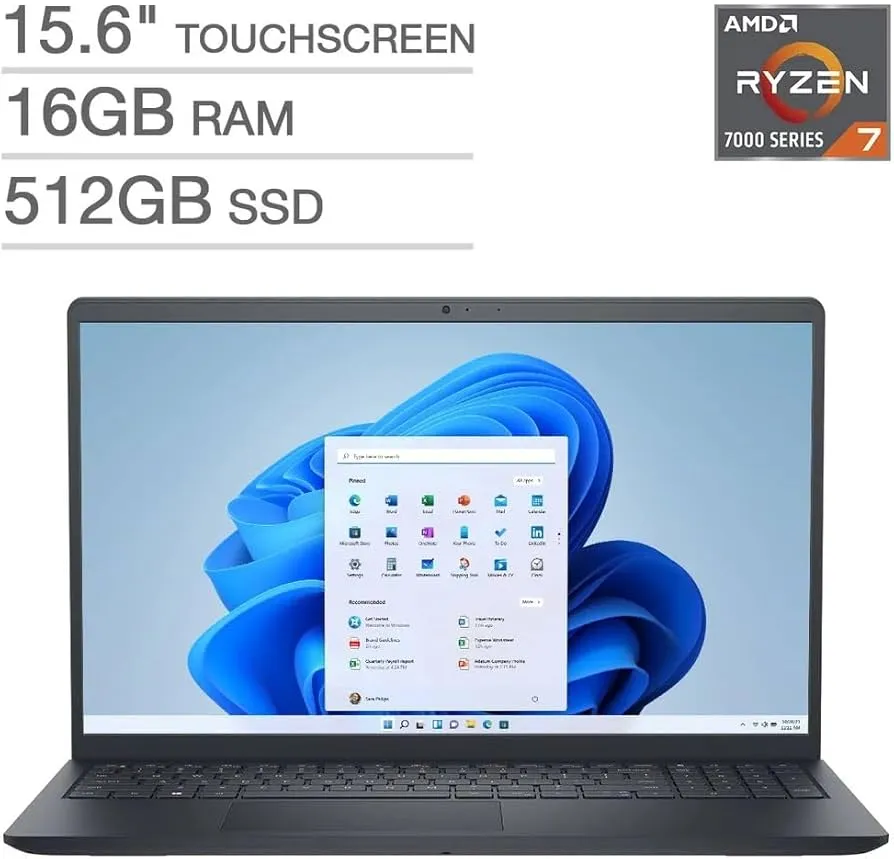 Dell Inspiron 15 3535 Touchscreen Laptop 15.6" FHD (1920x1080) IPS, 8 Cores AMD Ryzen 7 7730U Up to 4.5 Ghz, 16GB RAM 1TB SSD, AMD Radeon Graphics, SD Card Reader, Windows 11
