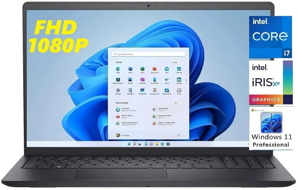 Dell Inspiron 15 3535 Touchscreen Laptop Computer - AMD Ryzen 7 7730U, 64GB RAM, 2TB SSD, 15.6'' FHD Anti-Glare Display, Win 11 Pro, Wi-Fi 6, Ai Copilot, for Business & Student, w/Accessories