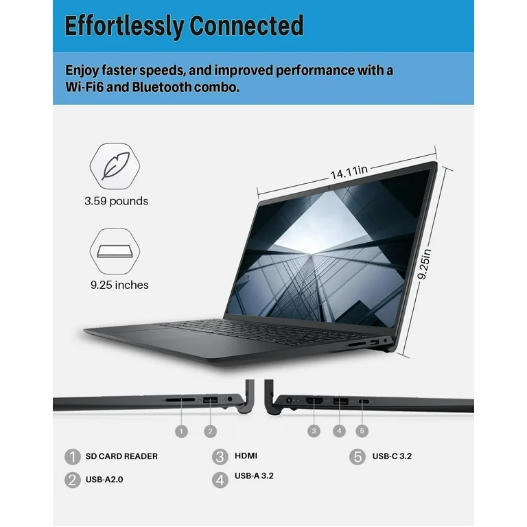 Dell Inspiron 15 3535 Touchscreen Laptop Computer for Business Student, 32GB RAM, 1TB SSD, Windows 11 Pro, AMD Ryzen 7 7730U, 15.6" WVA LED FHD Anti-Glare Display, Numeric Keypad, with Accessories 3