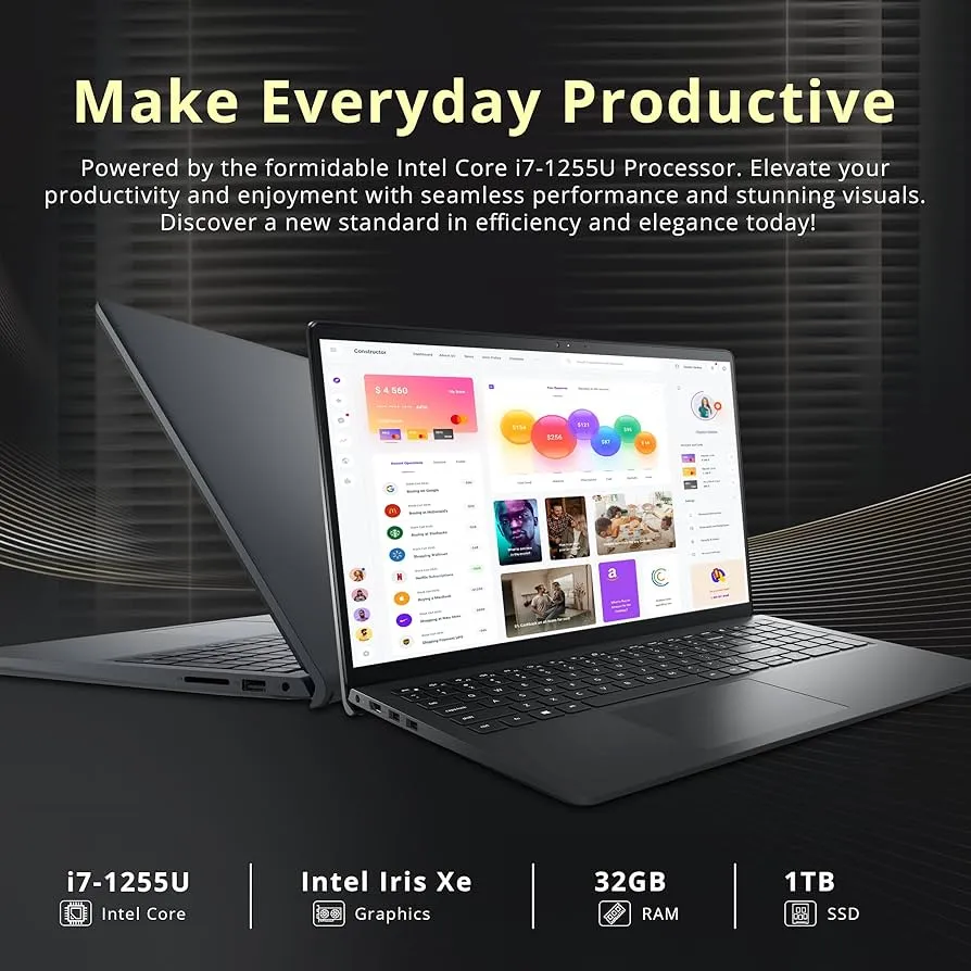 "Dell Inspiron 15.6"" Touchscreen Laptop - Business & Student Laptop Computer, with Office Lifetime & Win 11 Pro, AMD Ryzen 7 7730U, External DVD Drive, WVA LED FHD Anti-Glare Display, 32GB RAM, 1TB SSD"