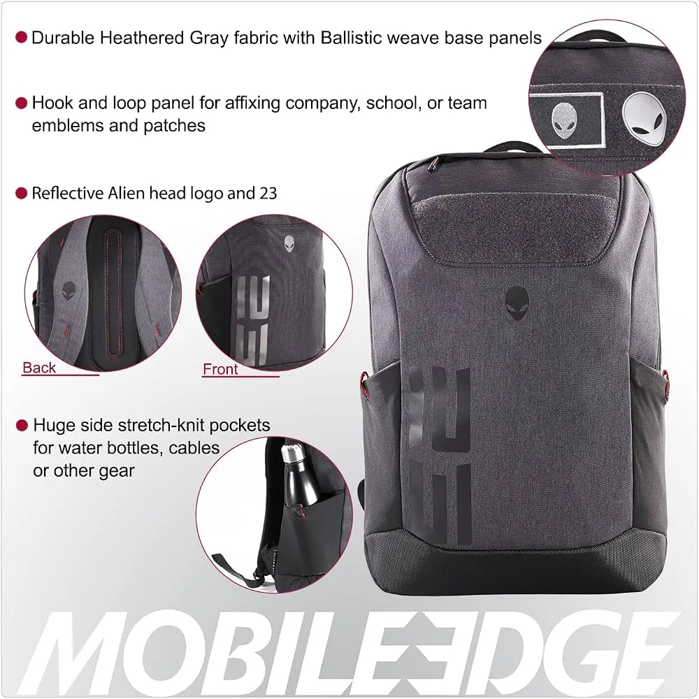Dell Mobile Edge 23L Backpack for Men and Women, Designed for and Compatible with Alienware M15, M17 Gaming Laptops, Gray/Black, 15"-17"