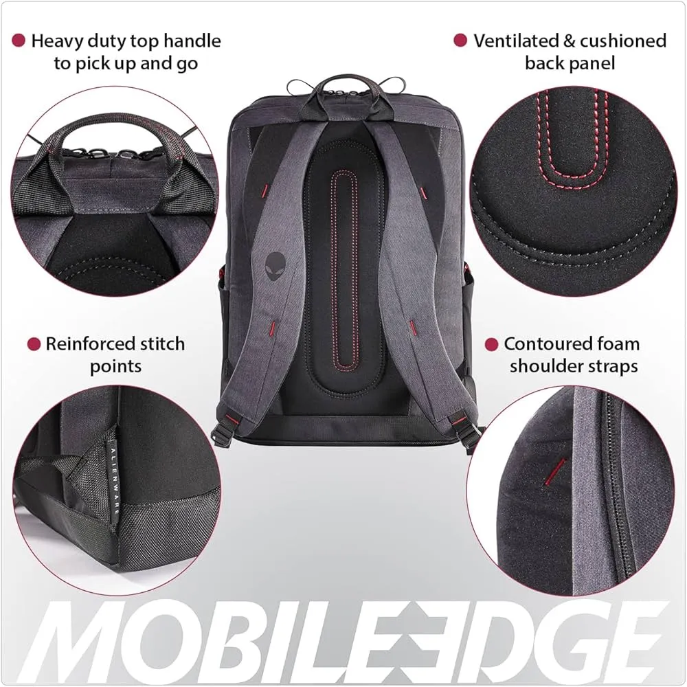 Dell Mobile Edge 23L Backpack for Men and Women, Designed for and Compatible with Alienware M15, M17 Gaming Laptops, Gray/Black, 15"-17" 3