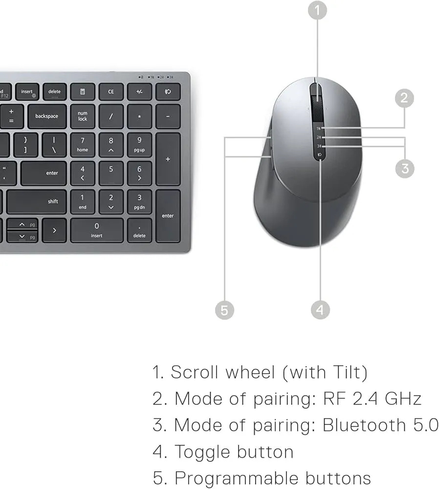 Dell Multi-Device Wireless Keyboard & Mouse Combo - KM7120W 3