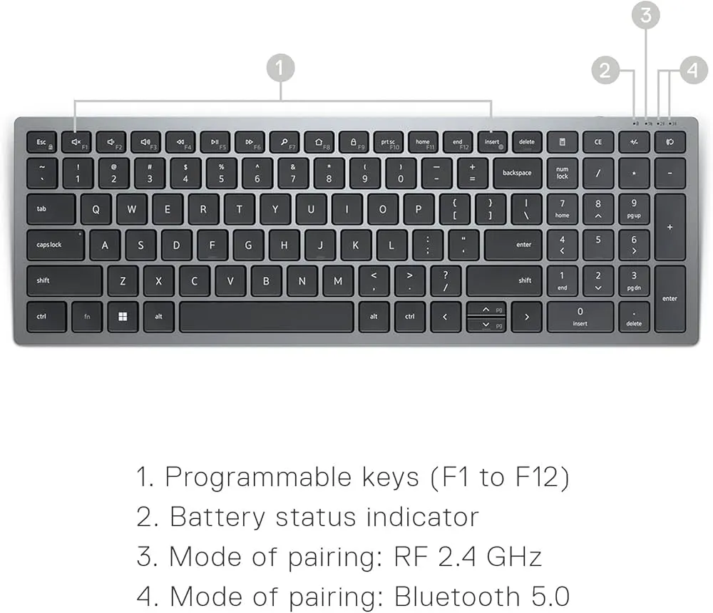Dell Multi-Device Wireless Keyboard & Mouse Combo - KM7120W 4
