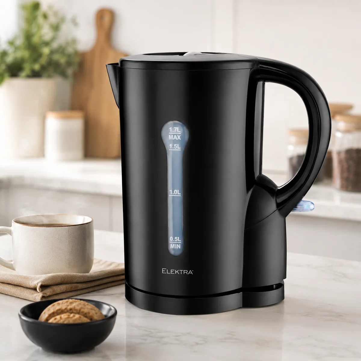 Elekta 1.7L Electric Kettle with Fast Boil Function, 360° Rotational Cordless Base, Auto Shut-Off, Boil Dry Protection, Black – SKT2721 3