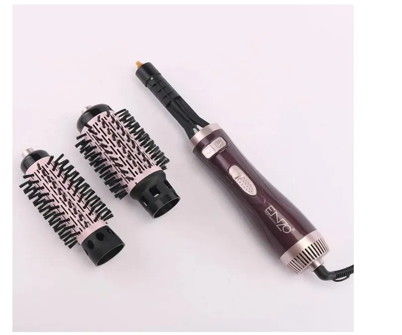 EN-747 Rotating Hot Air Brush – 2-in-1 Styling Tool with Dual Brush Attachments | Hair Dryer, Curler & Volumizer | Frizz Control & Shine Boost – Intl Version