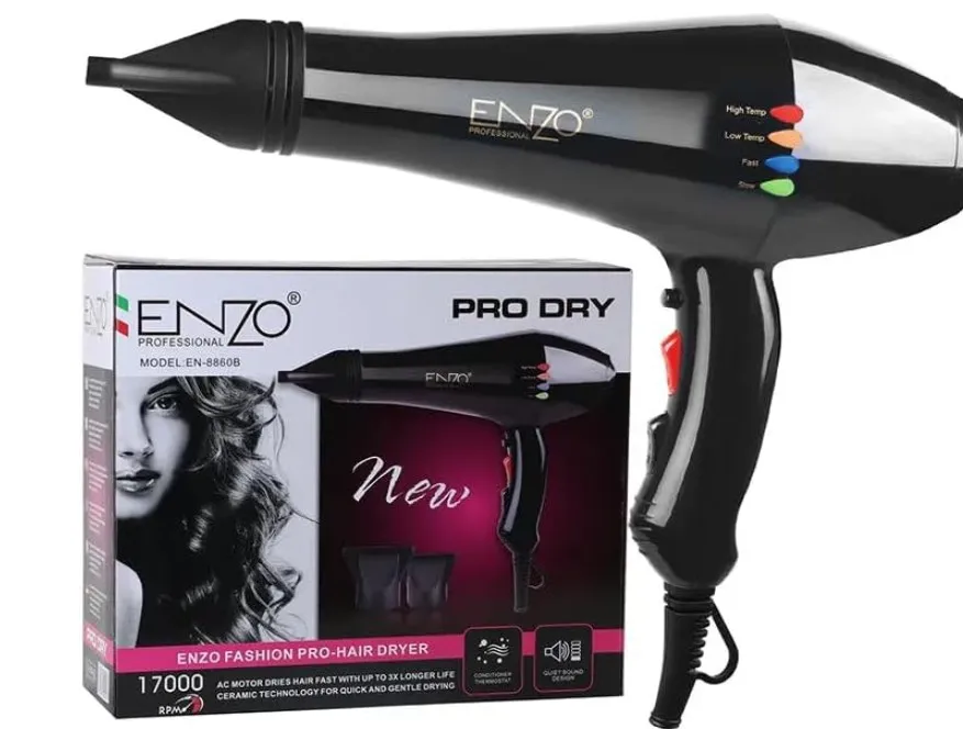 EN‑8860B Professional Ionic Hair Dryer – Powerful Salon‑Grade Blow Dryer with Dual Heat & Speed Settings – Ionic Technology for Smooth, Frizz‑Free Hair - Intl Version