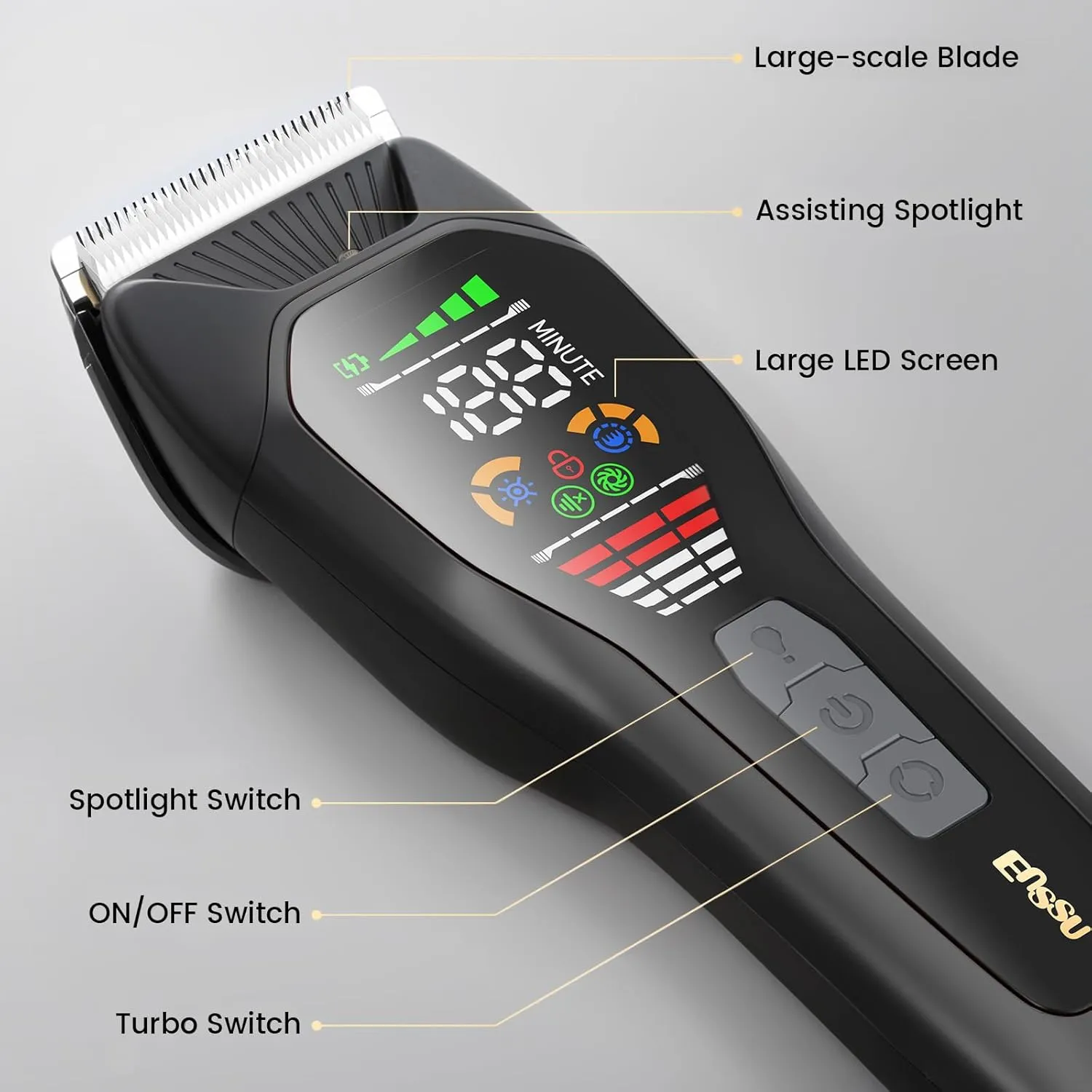 ENSSU Body Trimmer for Men, Electric Manscape Hair Trimmer, Waterproof Ball Trimmer for Chest, Beard, and Pubic Hair with LCD Display, Recharge Dock (Black with LCD) 3