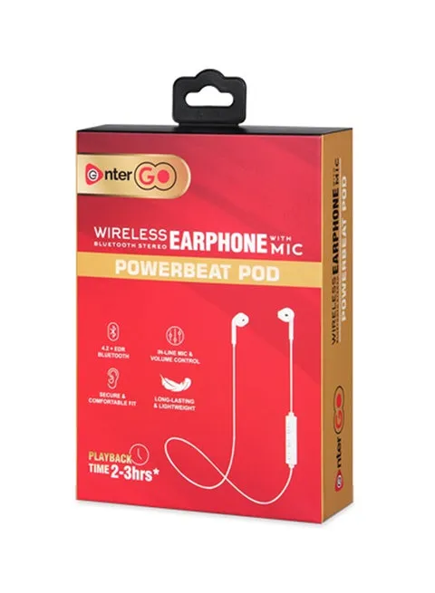 EnterGo Powerbeat Pod Wireless Headphone White