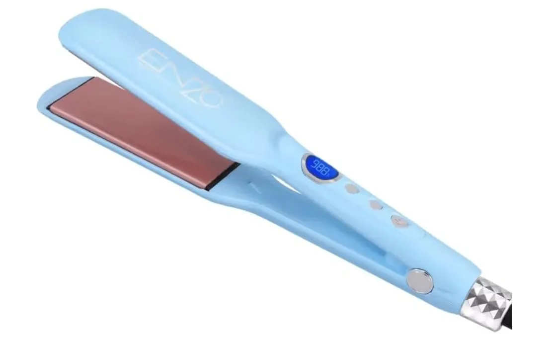 ENZO EN-3215 Professional Hair Straightener Fast Heating Wide Plate Hair Styler Flat IroN-Intl Version (Blue)