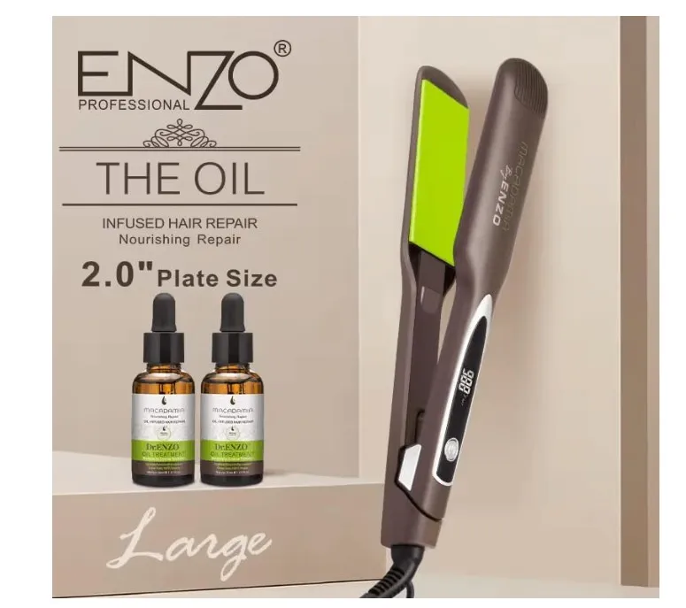 ENZO EN-3991L Professional Ceramic Hair Straightener – Adjustable Temperature, Fast Heating, and 360-Degree-Intl Version