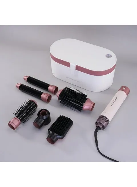 ENZO EN-4133-4 6-in-1 Hair Dryer Brush & Multi Styler Ionic Hot Air Blow Dryer Ceramic Pink