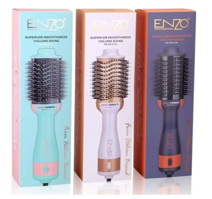 ENZO EN-4134 3-in-1 Electric Hair Styling Comb – Italian Brand | Negative Ion Technology | Fast Drying, Curling, Straightening & Volumizing - Intl Version - Purple 3