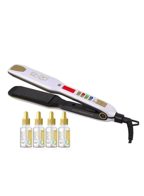 ENZO EN-5111BS Professional Hair Straightener with Adjustable Temperature, Quick Heat-Up & Free Gift (4 x Maca Essence)