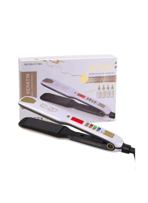 ENZO EN-5111BS Professional Hair Straightener with Adjustable Temperature, Quick Heat-Up & Free Gift (4 x Maca Essence) 4